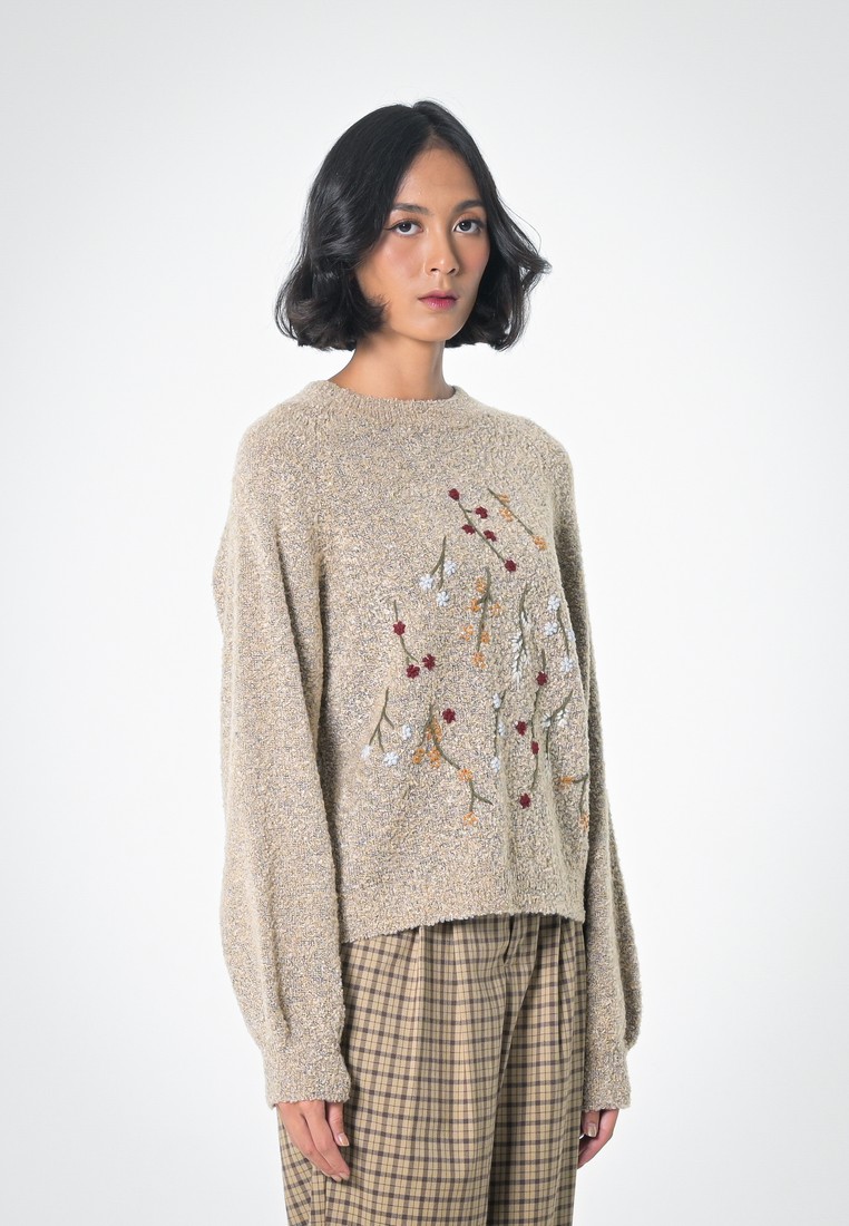 3Second Knit Sweater With Flower Women 030423