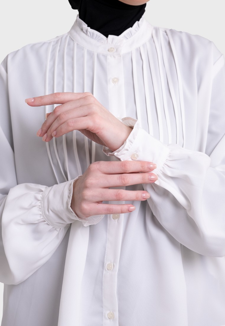 Famo Blouse Shirt Long Sleeve Cream 020223 - 3Second