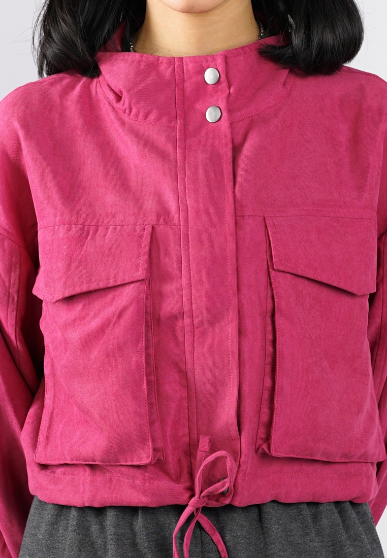 3Second Women's Crop Zip-Up Jacket Polyester Hagia HP-030325