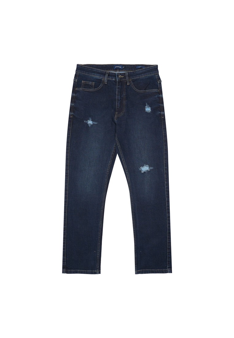 3Second Men's Long Denim Pants Slim Fit Ripped Jeans Daniel HP-080225