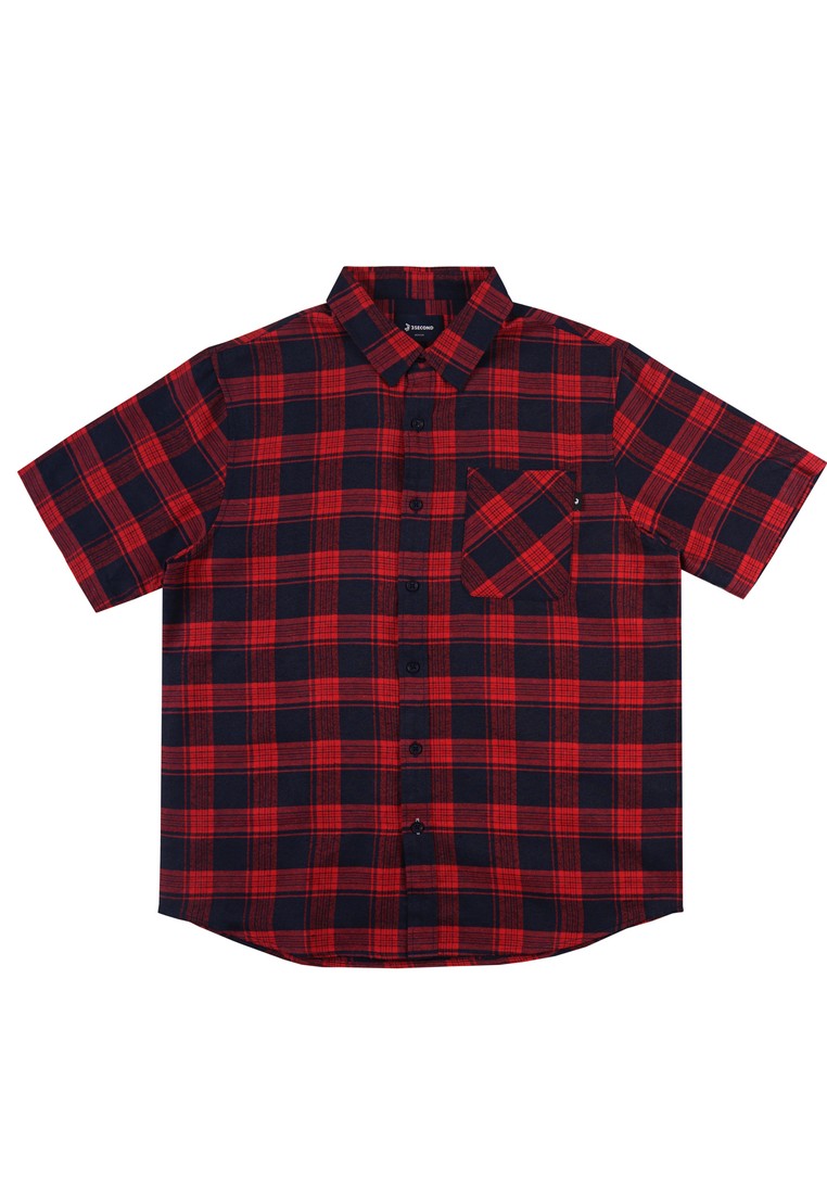 3Second Men's Plaid Shirt Short Sleeve Regular Fit Albert H091024