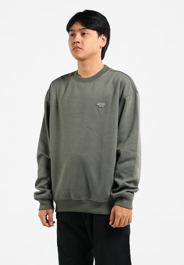 3Second Men's Jacket Crewneck Sweatshirt Relaxed Fit Fleece Creast HP-160325